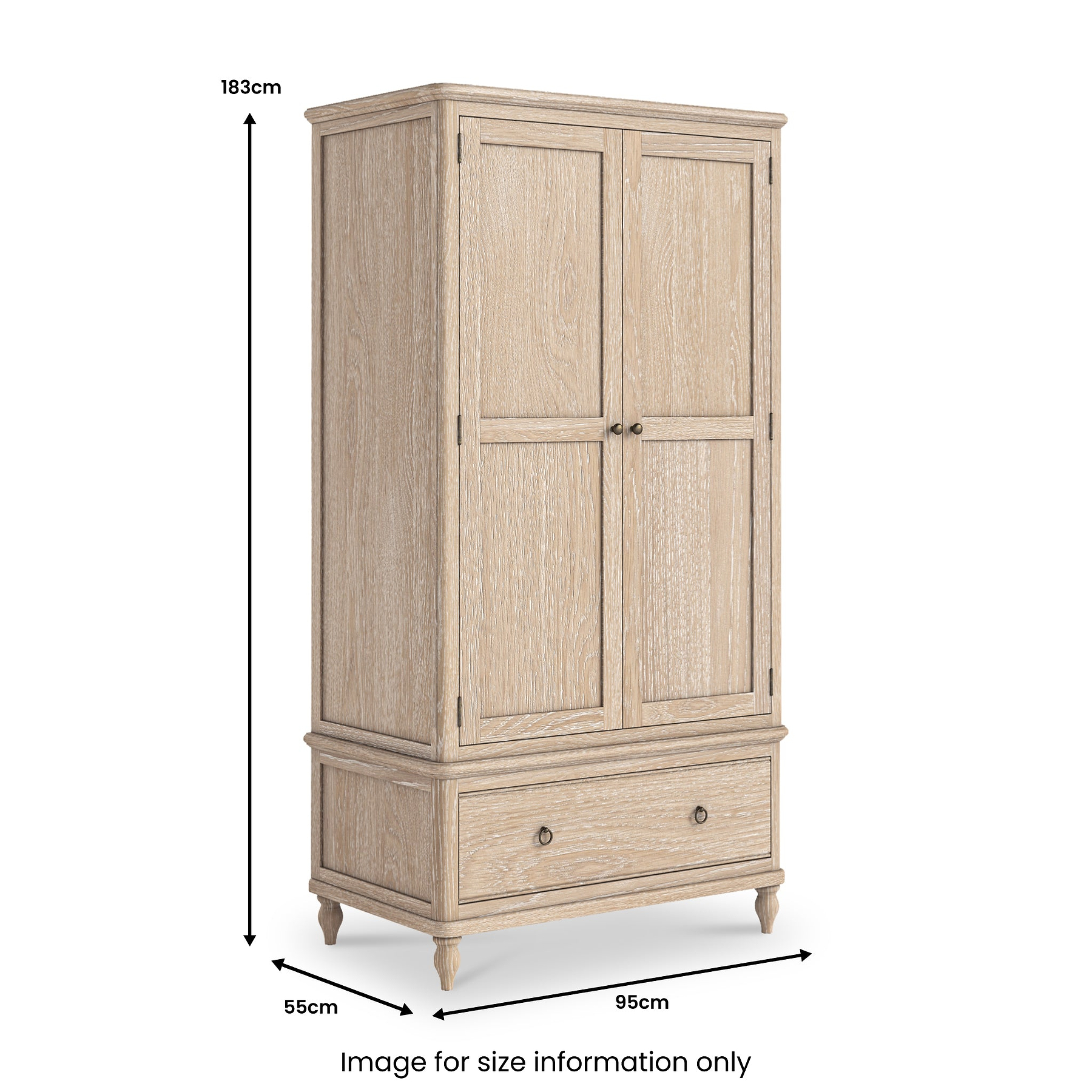 Rutland Oak Double Wardrobe With Drawer from Roseland Furniture