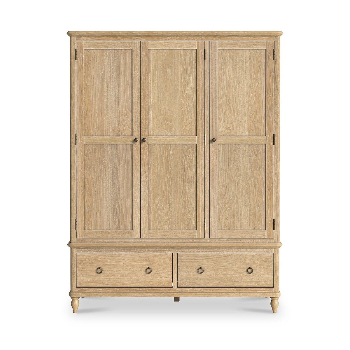 Rutland Oak Triple Wardrobe With 2 Drawers from Roseland Furniture