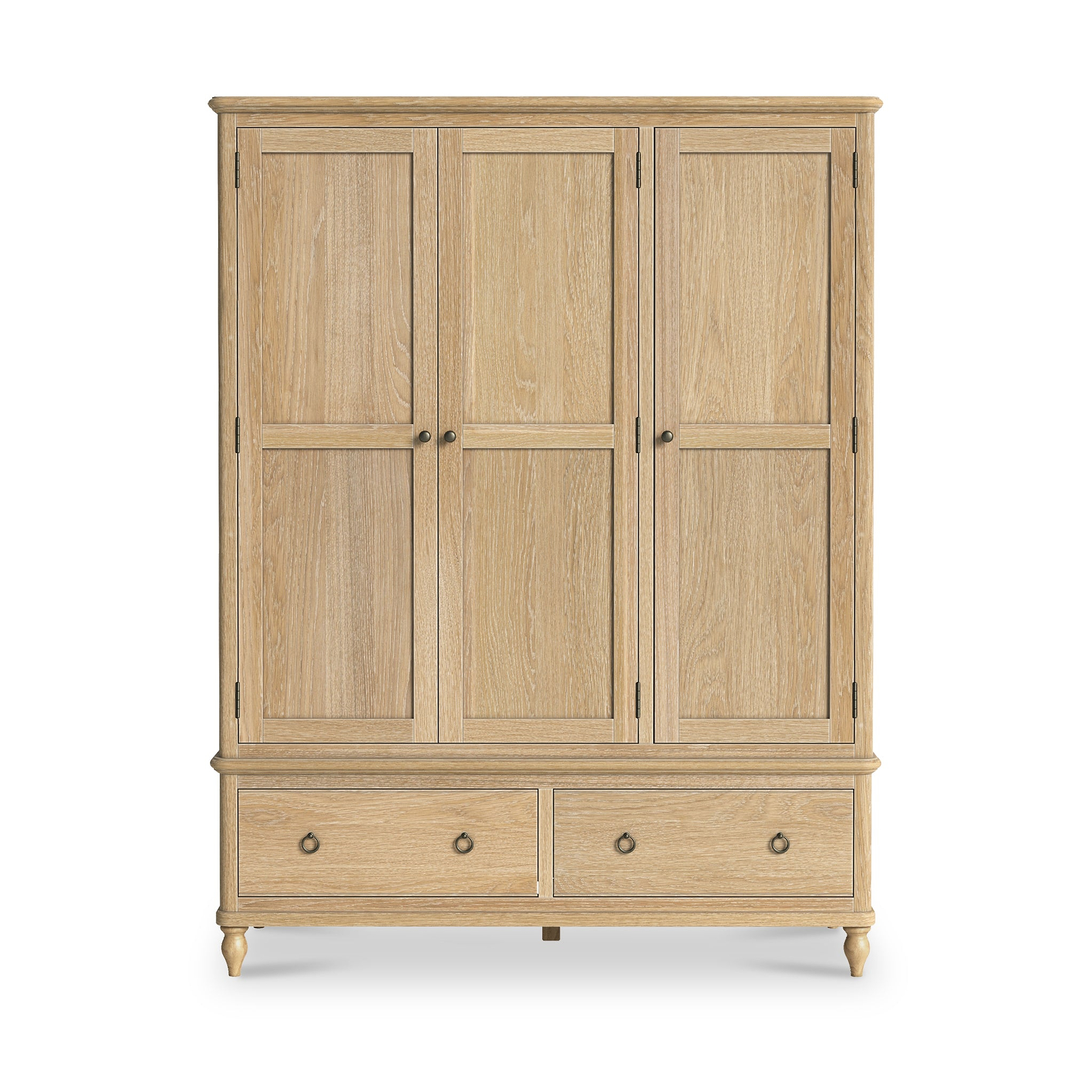 Rutland Oak Triple Wardrobe With 2 Drawers from Roseland Furniture