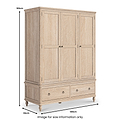 Rutland Oak Triple Wardrobe With 2 Drawers from Roseland Furniture