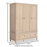 Rutland Oak Triple Wardrobe With 2 Drawers from Roseland Furniture