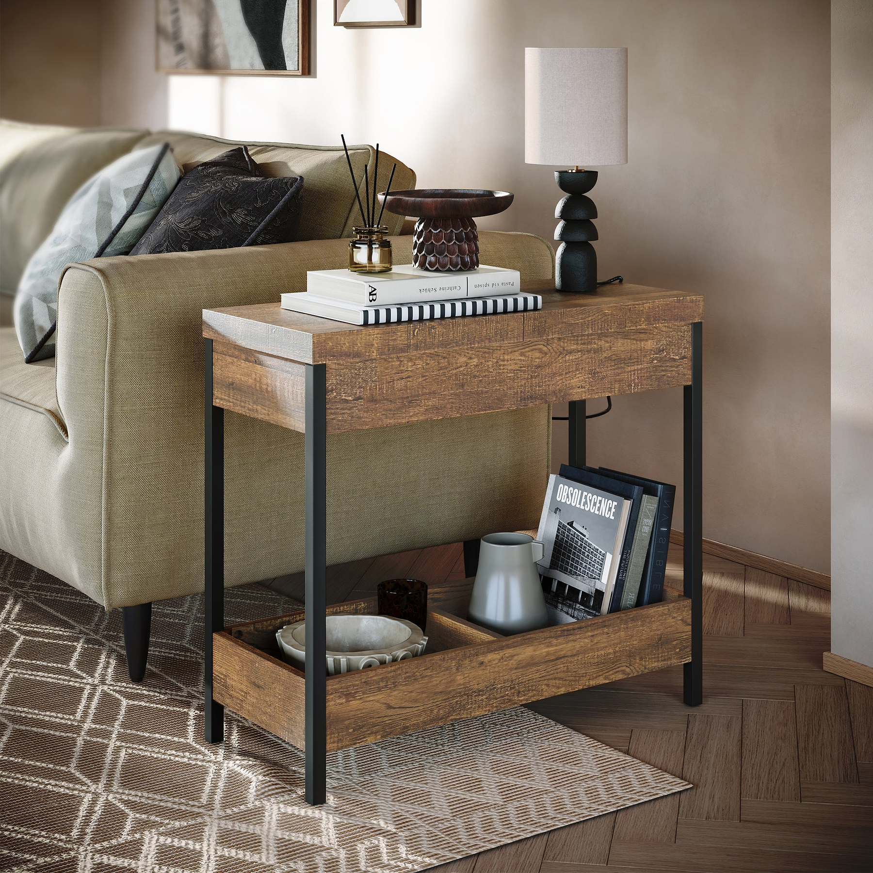 Orston Oak Sofa Side Table from Roseland Furniture