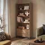Orston Oak Bookcase With 2 Door Cupboard from Roseland Furniture