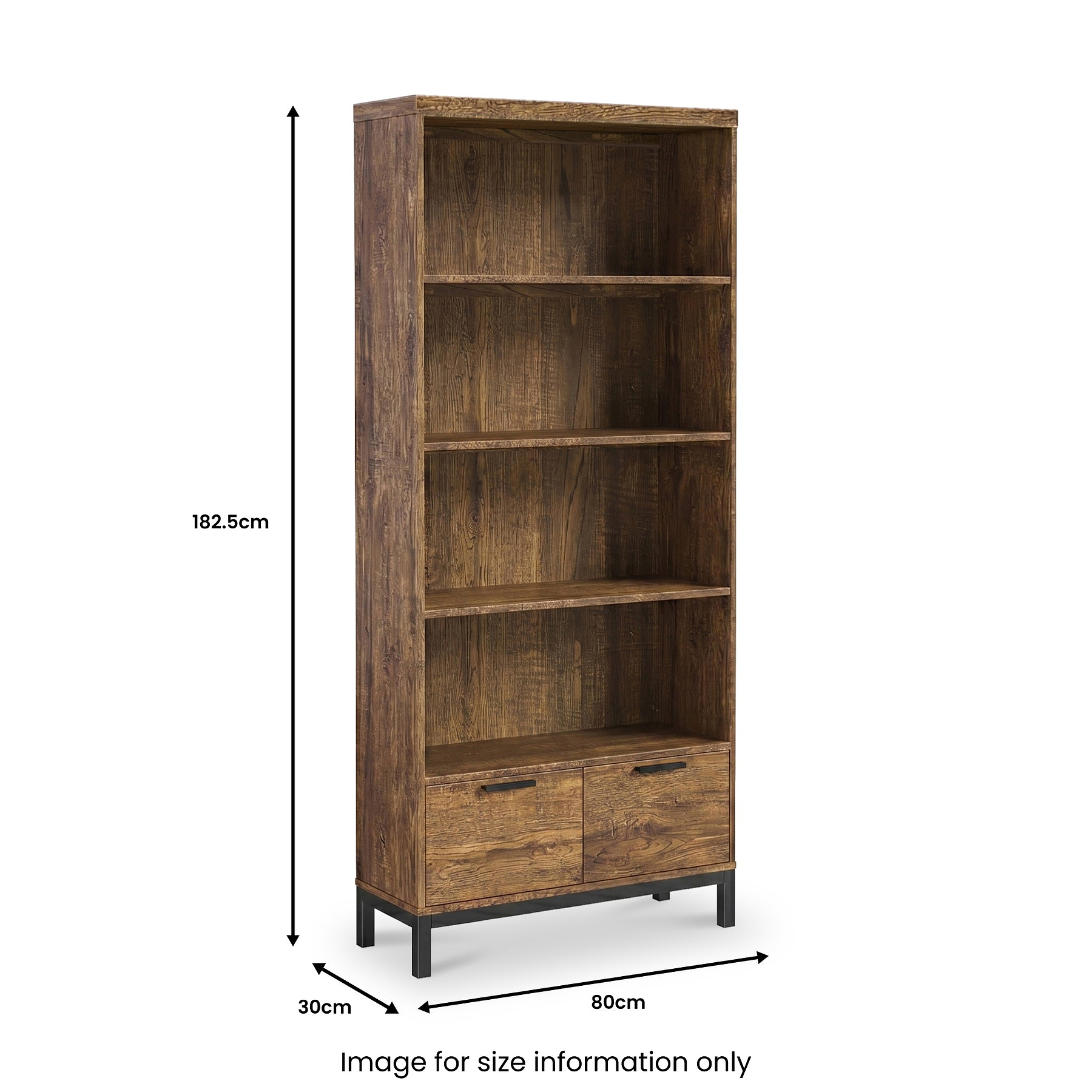 Orston Oak Bookcase With 2 Door Cupboard from Roseland Furniture