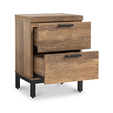 Orston Oak Wide 2 Drawer Bedside from Roseland Furniture