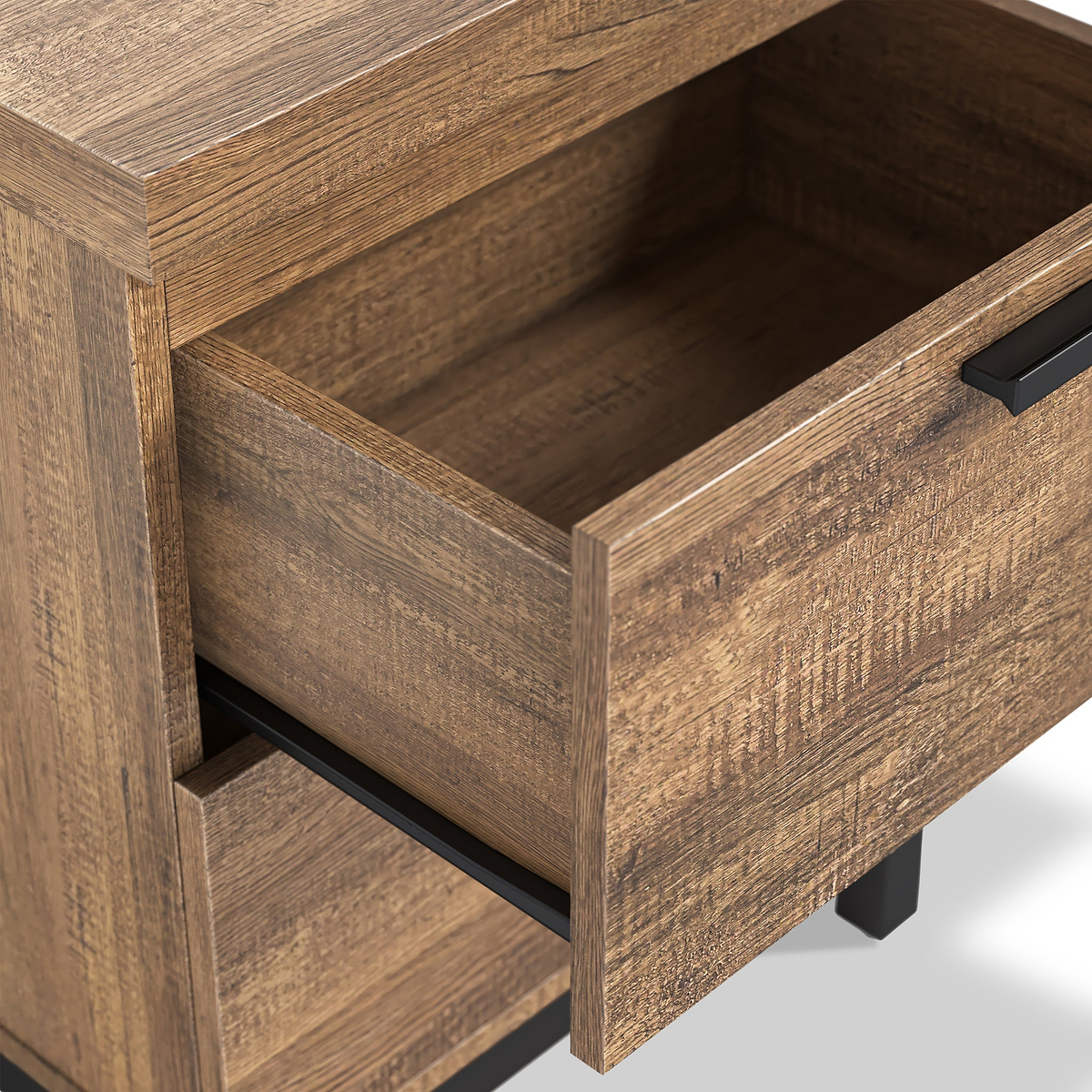 Orston Oak Wide 2 Drawer Bedside from Roseland Furniture