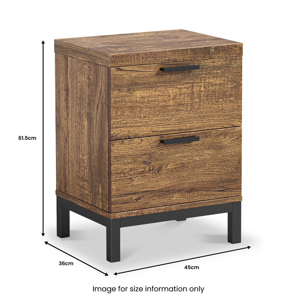 Orston Oak Wide 2 Drawer Bedside from Roseland Furniture