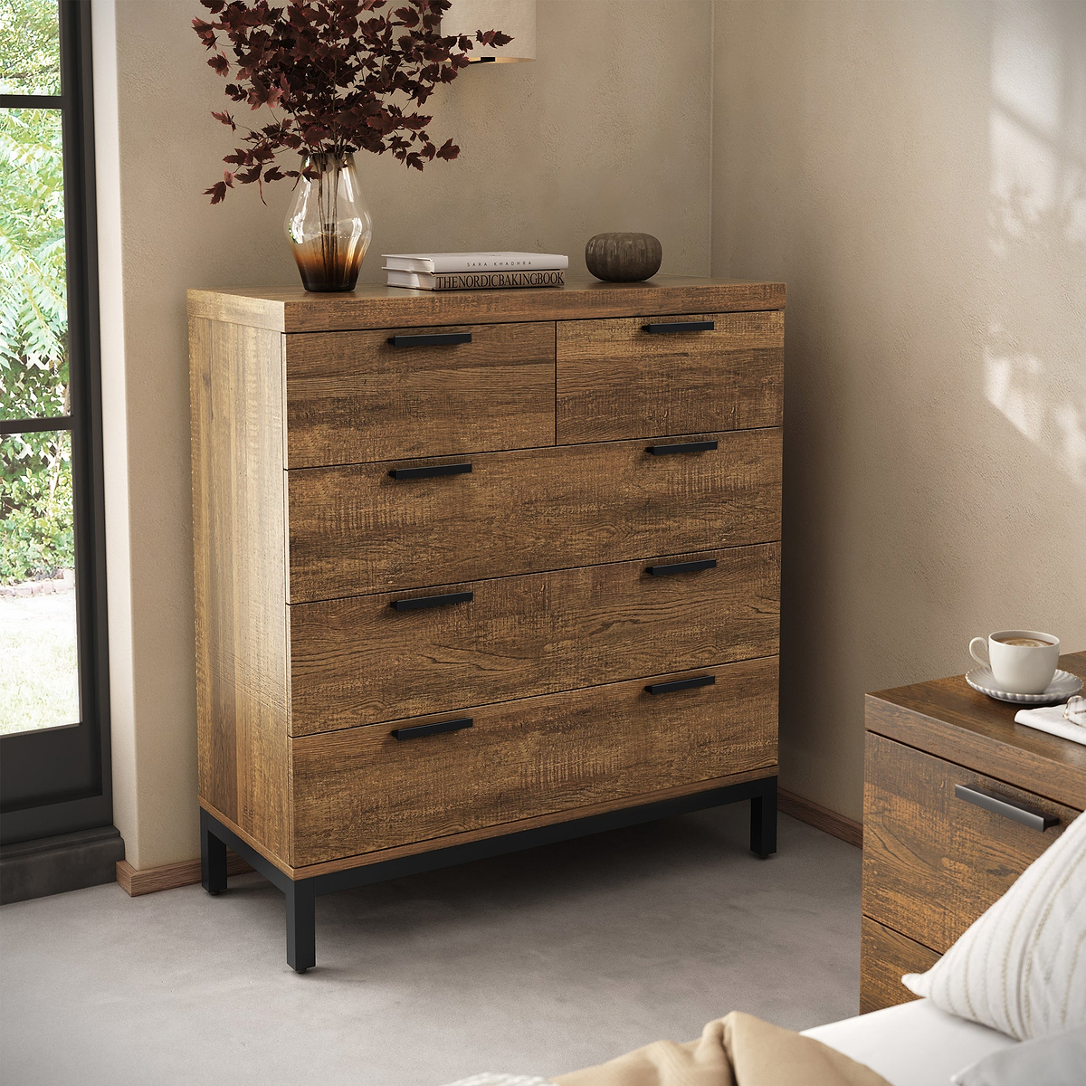 Orston Oak 2 Over 3 Drawer Chest from Roseland Furniture