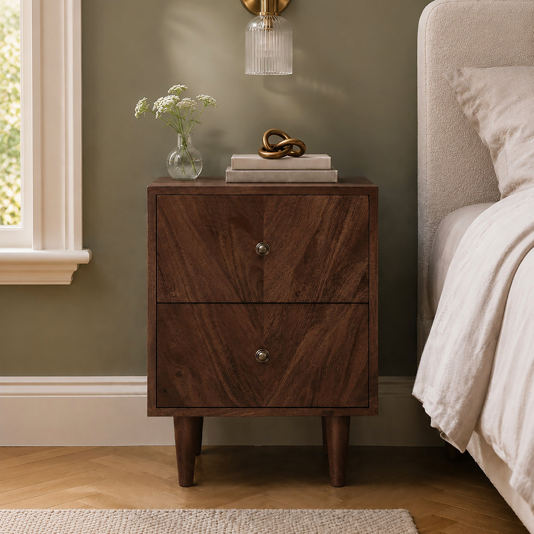 Orla Mango Bedside Dark Stain from Roseland Furniture