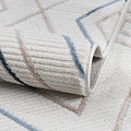 Close-up of a textured rug with geometric pattern