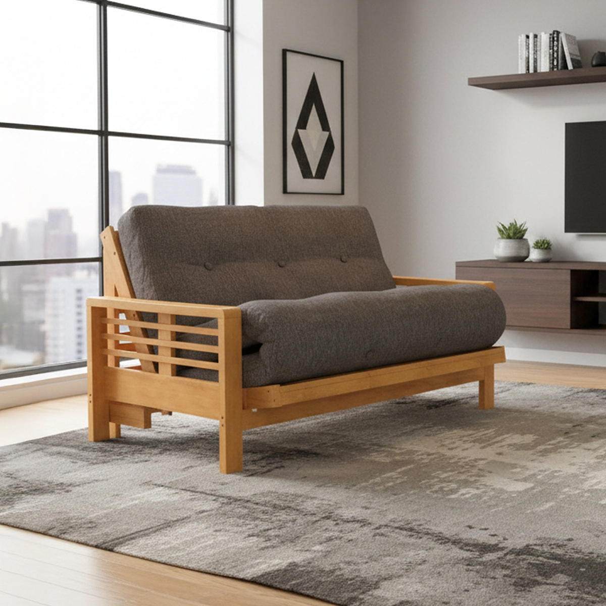 Bristow Bark Small Double Futon Sofabed from Roseland Furniture