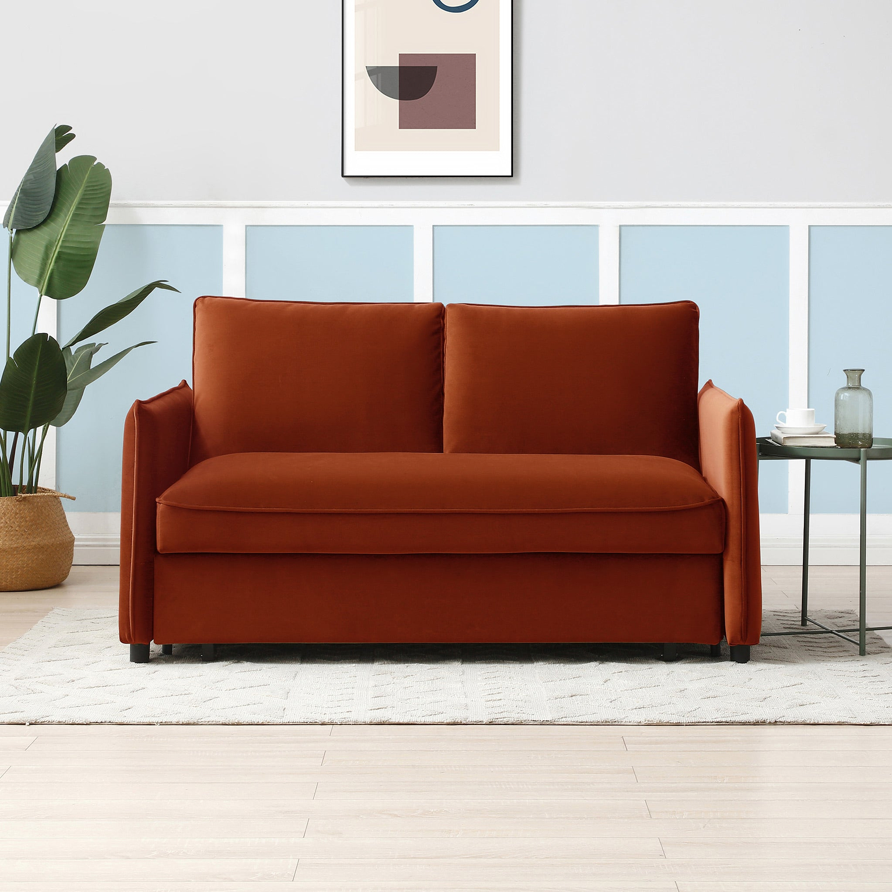 Thalia 2 Seater Burnt Orange Pop Up Sofa Bed by Roseland Furniture