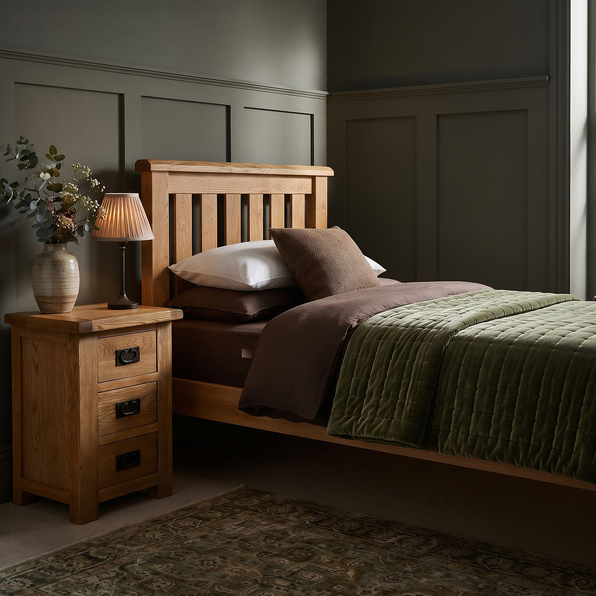 Zelah Oak Low 3ft Bed Frame from Roseland Furniture