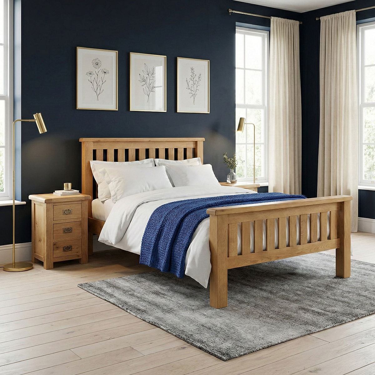 Zelah Oak Slatted Bed Frame from Roseland Furniture