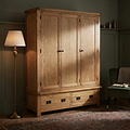 Zelah Oak Triple Wardrobe with Drawers By Roseland Furniture