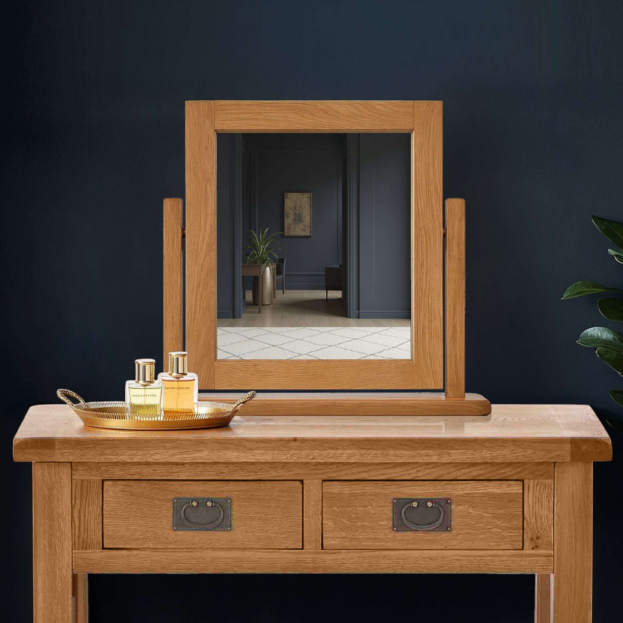 Zelah Oak Vanity Mirror, Solid Wood | Roseland