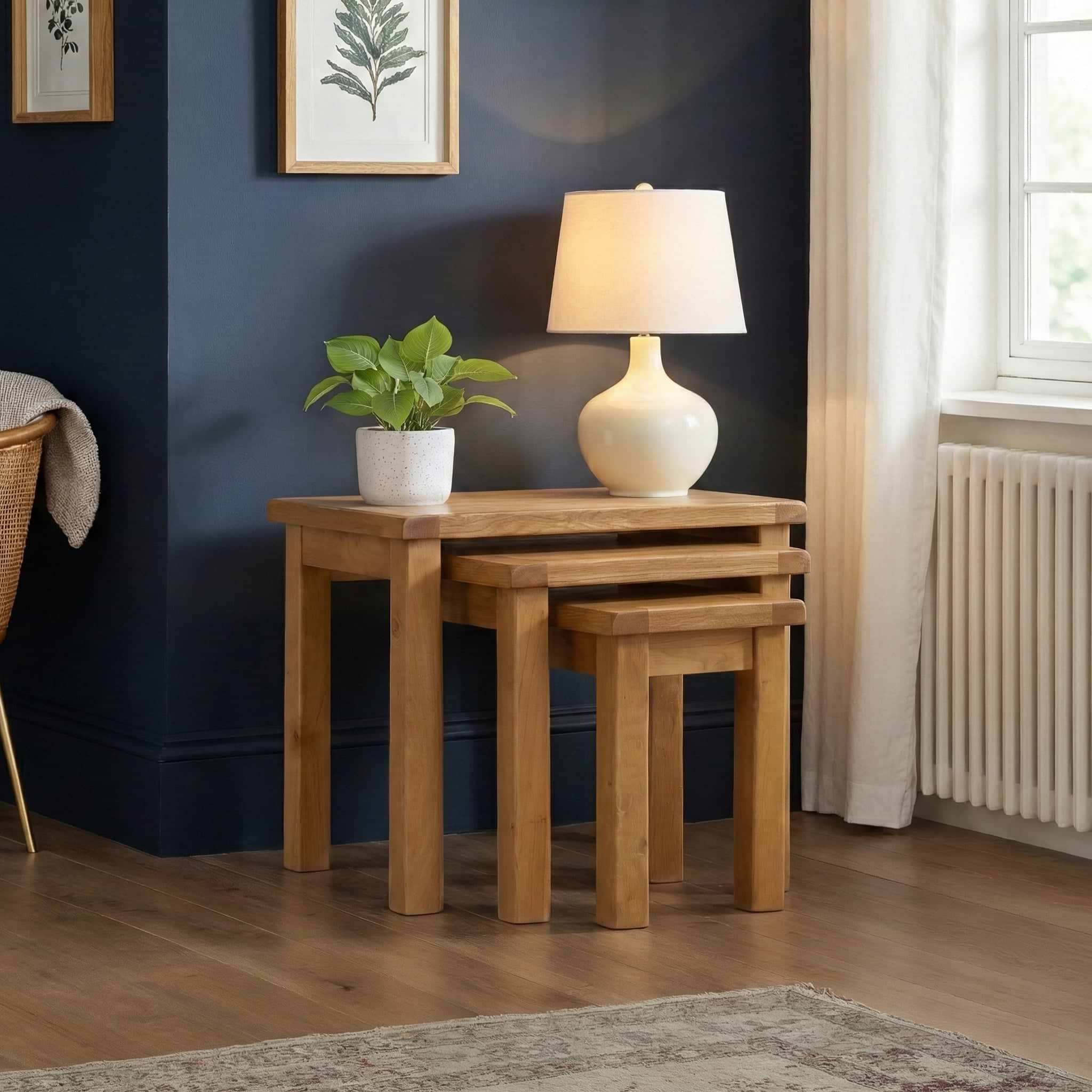 Zelah Oak Nest of Tables by Roseland Furniture
