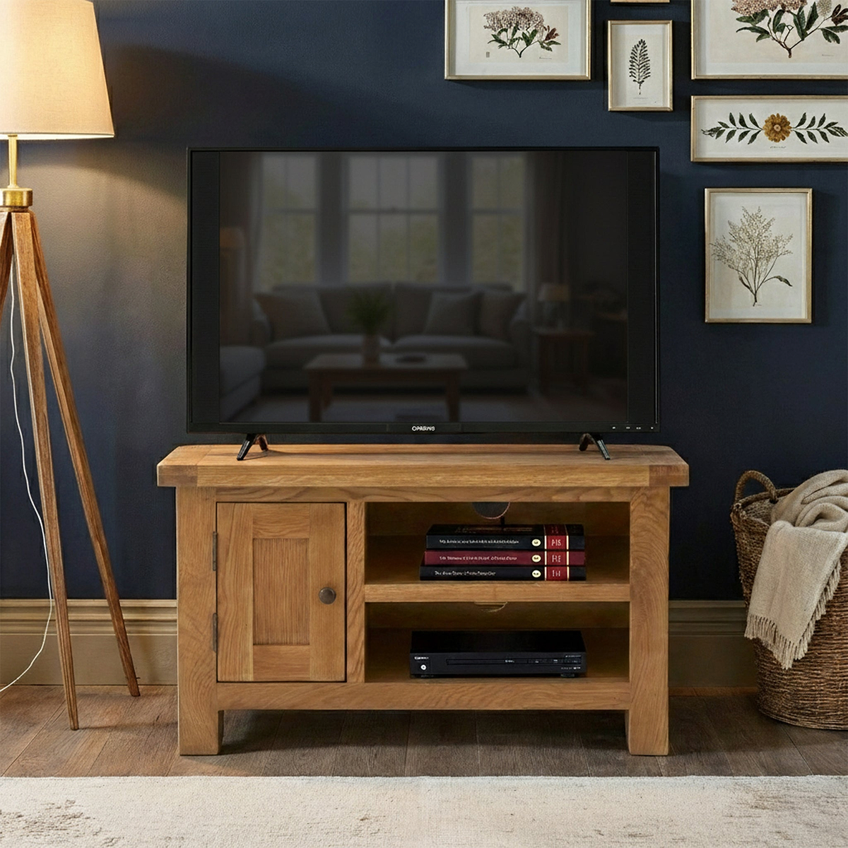 Zelah Oak 90cm TV Stand by Roseland Furniture
