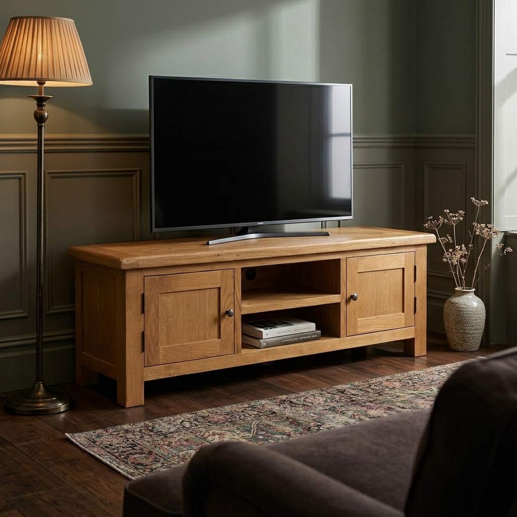 Zelah Oak 150cm TV Stand by Roseland Furniture