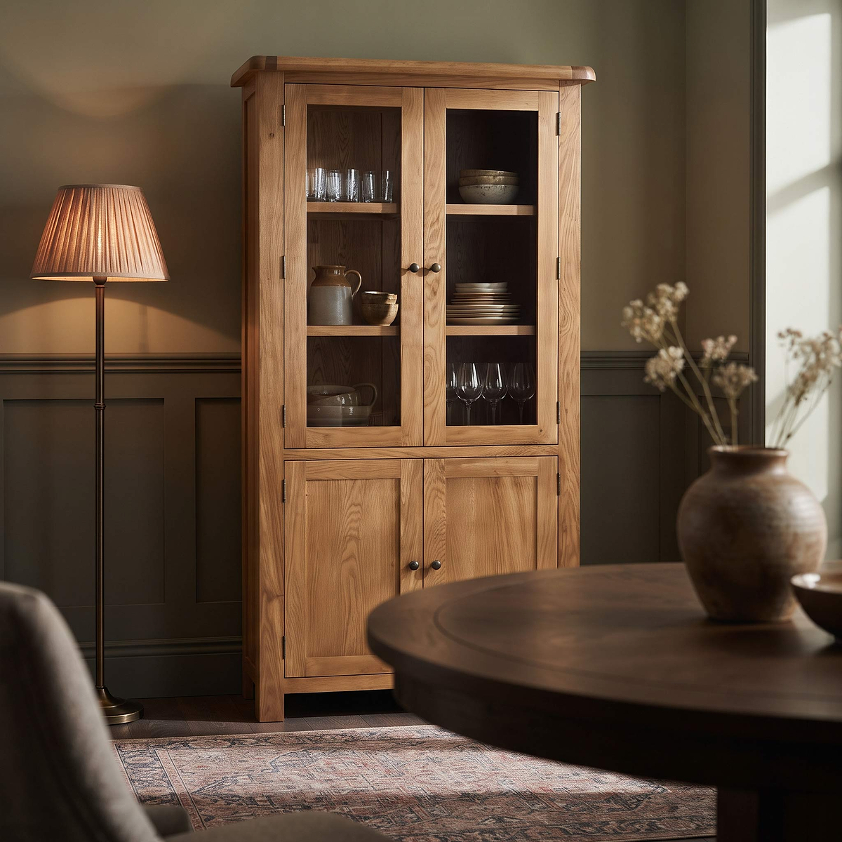 Zelah Oak Display Cabinet by Roseland Furniture