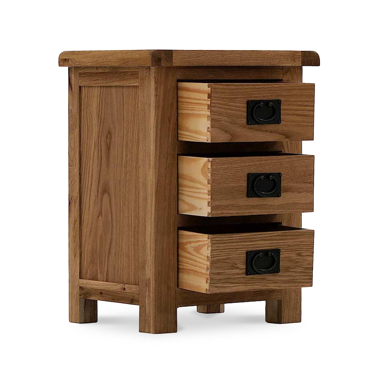 Zelah Oak Wide Bedside Table by Roseland Furniture