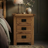 Zelah Oak Wide Bedside Table by Roseland Furniture