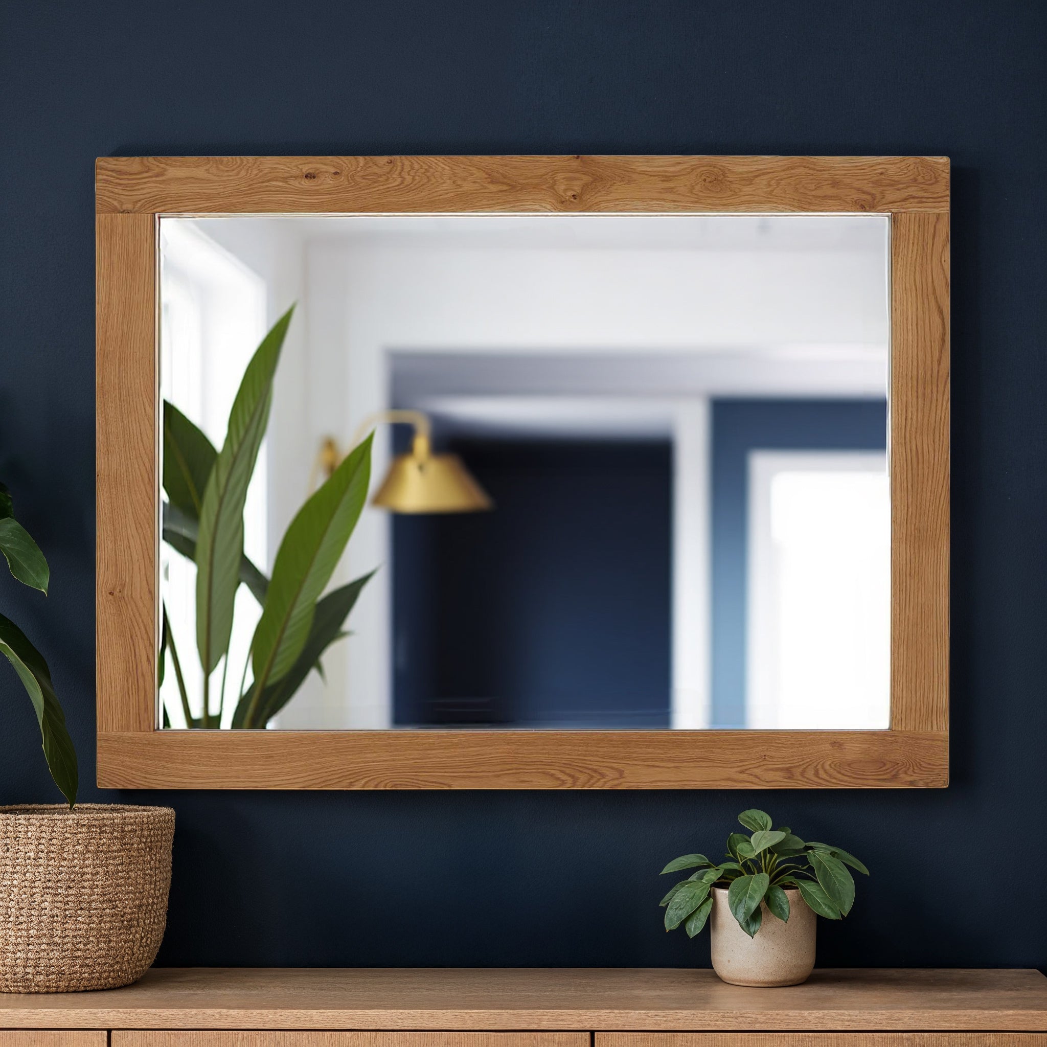 Zelah Oak Rustic Waxed Mirror | Solid Oak