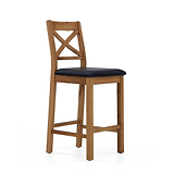 Zelah Oak Cross Back Bar Stool with black seat from Roseland Furniture