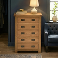 Zelah Oak 5 Drawer Chest of Drawers by Roseland Furniture