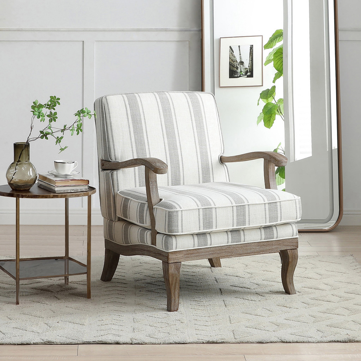 Sandringham Linen Striped Accent Chair from Roseland Furniture