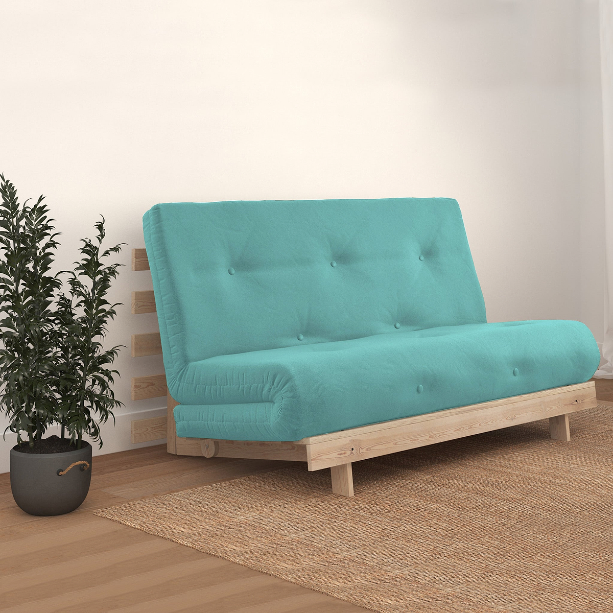 Maggie Teal Double Futon Sofa Bed for bedroom or living room
