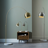 Feliciani Brushed Silver Metal and White Marble Floor Lamp for living room