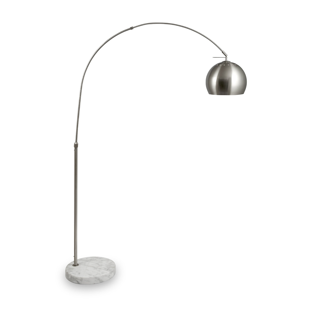 Feliciani Brushed Silver Metal and White Marble Floor Lamp