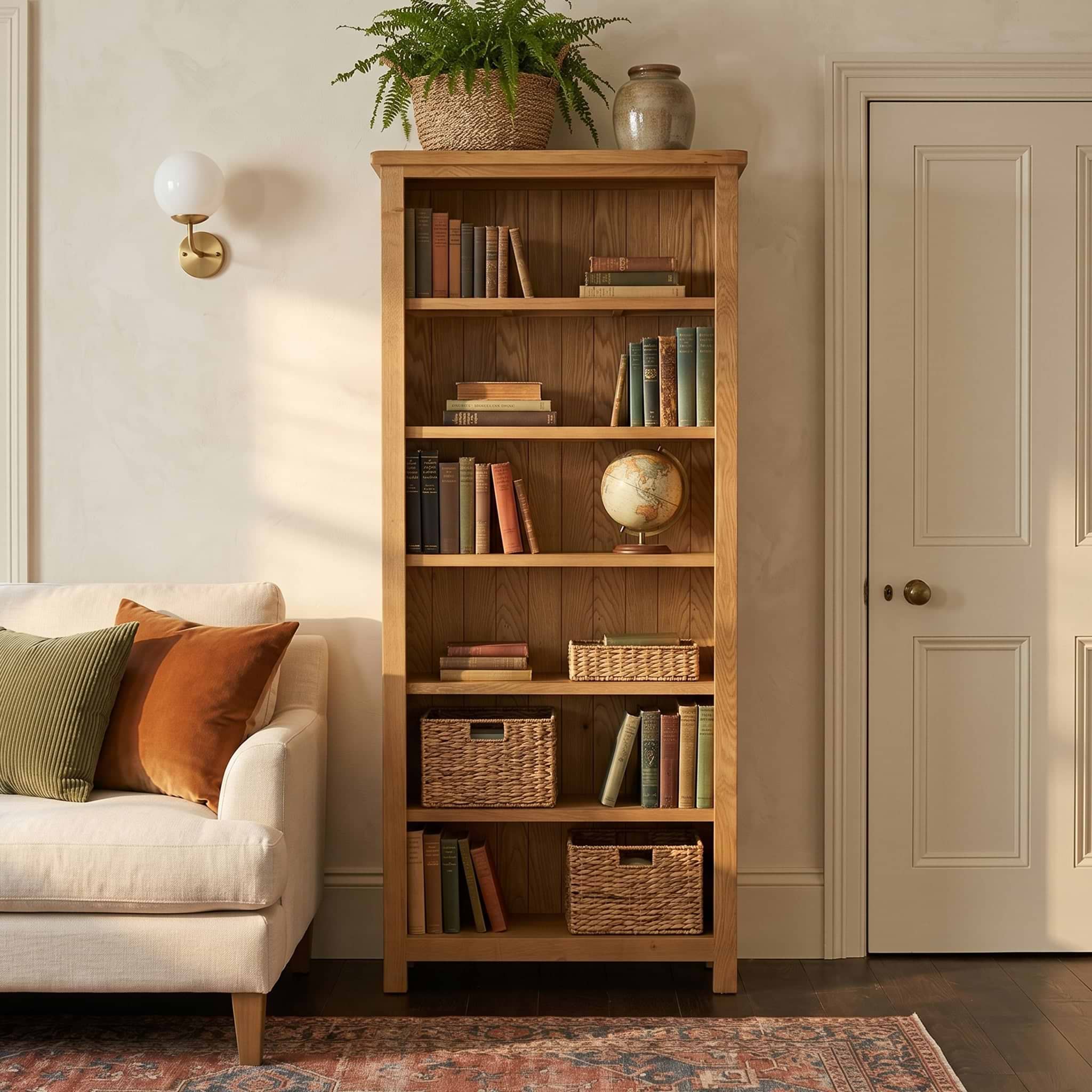 Surrey Oak Large Bookcase by Roseland Furniture