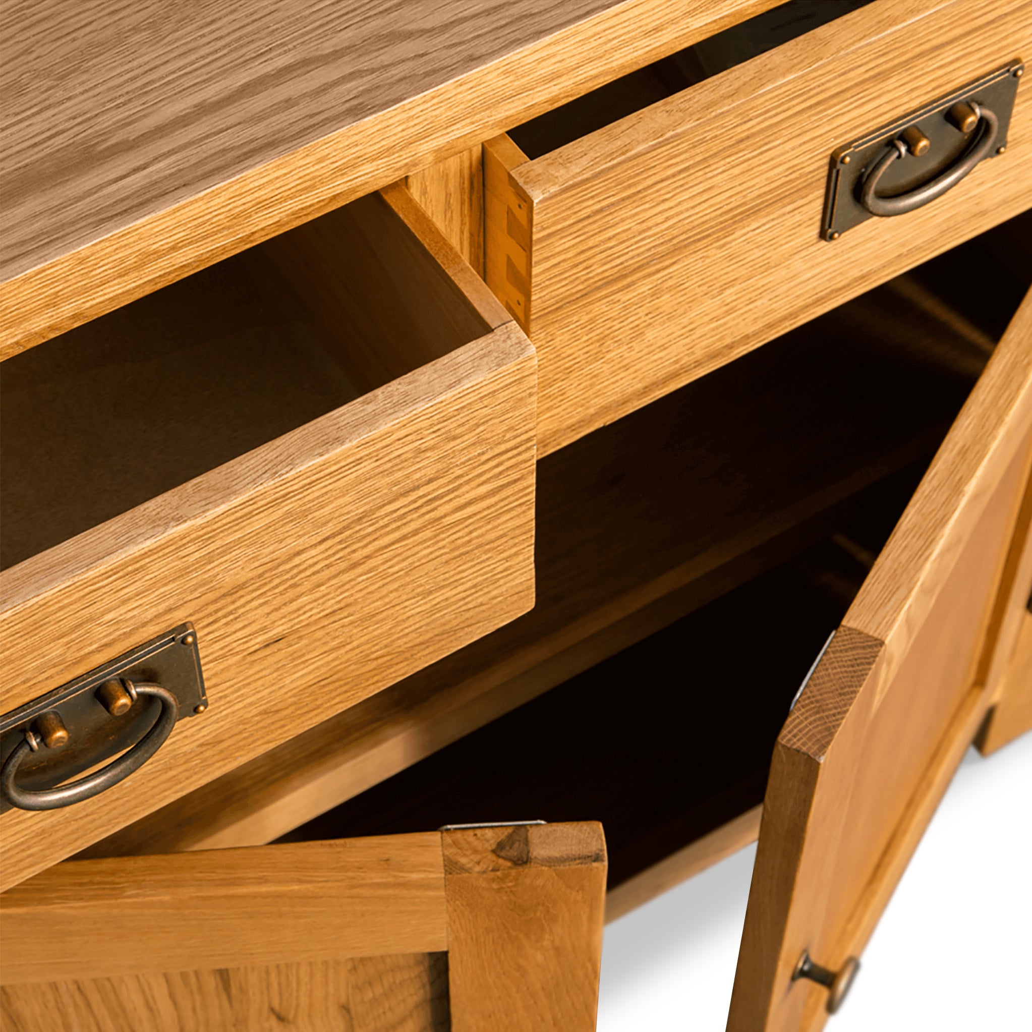 Surrey Oak Small Sideboard, Internal Shelf, 90cm | Rustic Waxed Oak