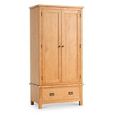 Surrey Oak Double Wardrobe & Drawer by Roseland Furniture