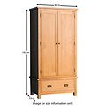 Surrey Oak Double Wardrobe & Drawer by Roseland Furniture - Dims