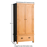 Surrey Oak Double Wardrobe & Drawer by Roseland Furniture - Dims