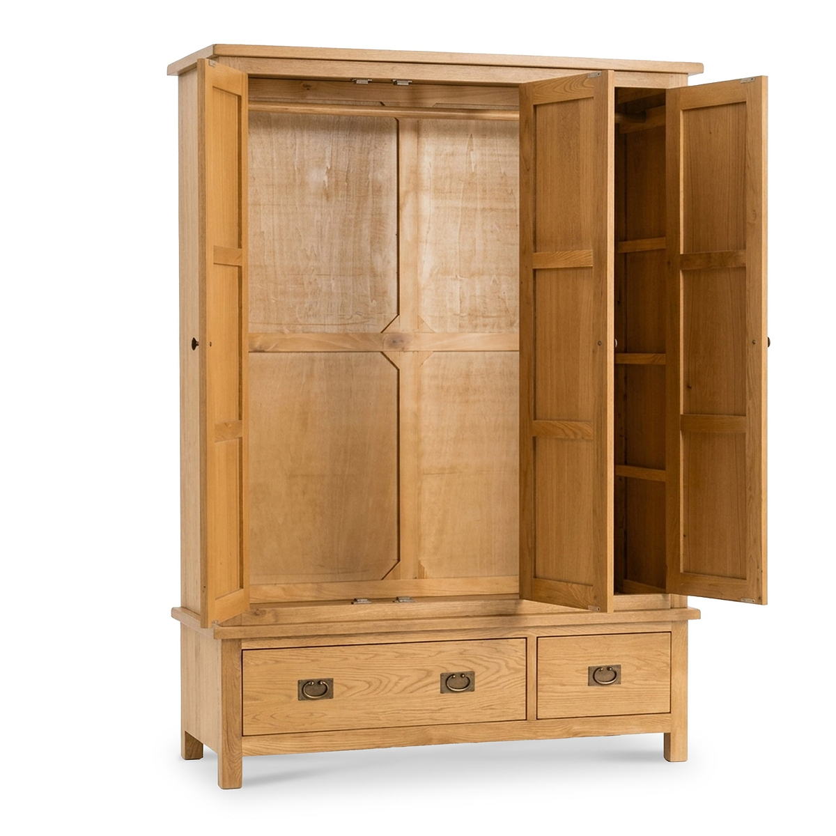 Surrey Oak Triple Wardrobe & Drawers from Roseland Furniture