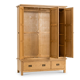 Surrey Oak Triple Wardrobe & Drawers from Roseland Furniture