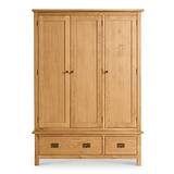 Surrey Oak Triple Wardrobe & Drawers from Roseland Furniture