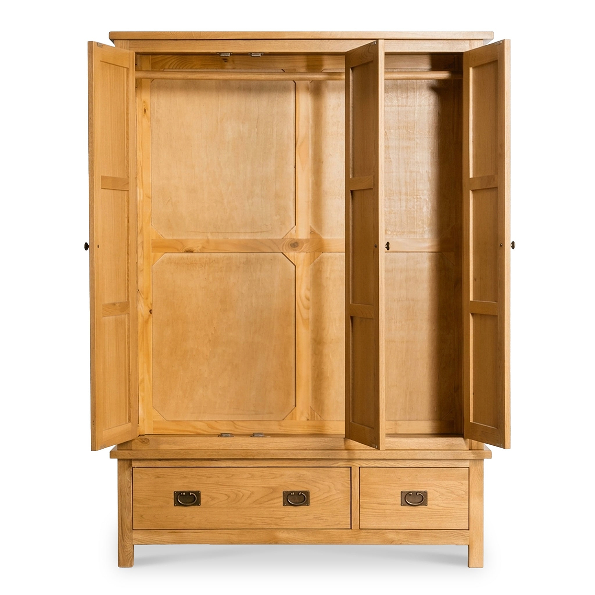 Surrey Oak Triple Wardrobe & Drawers from Roseland Furniture