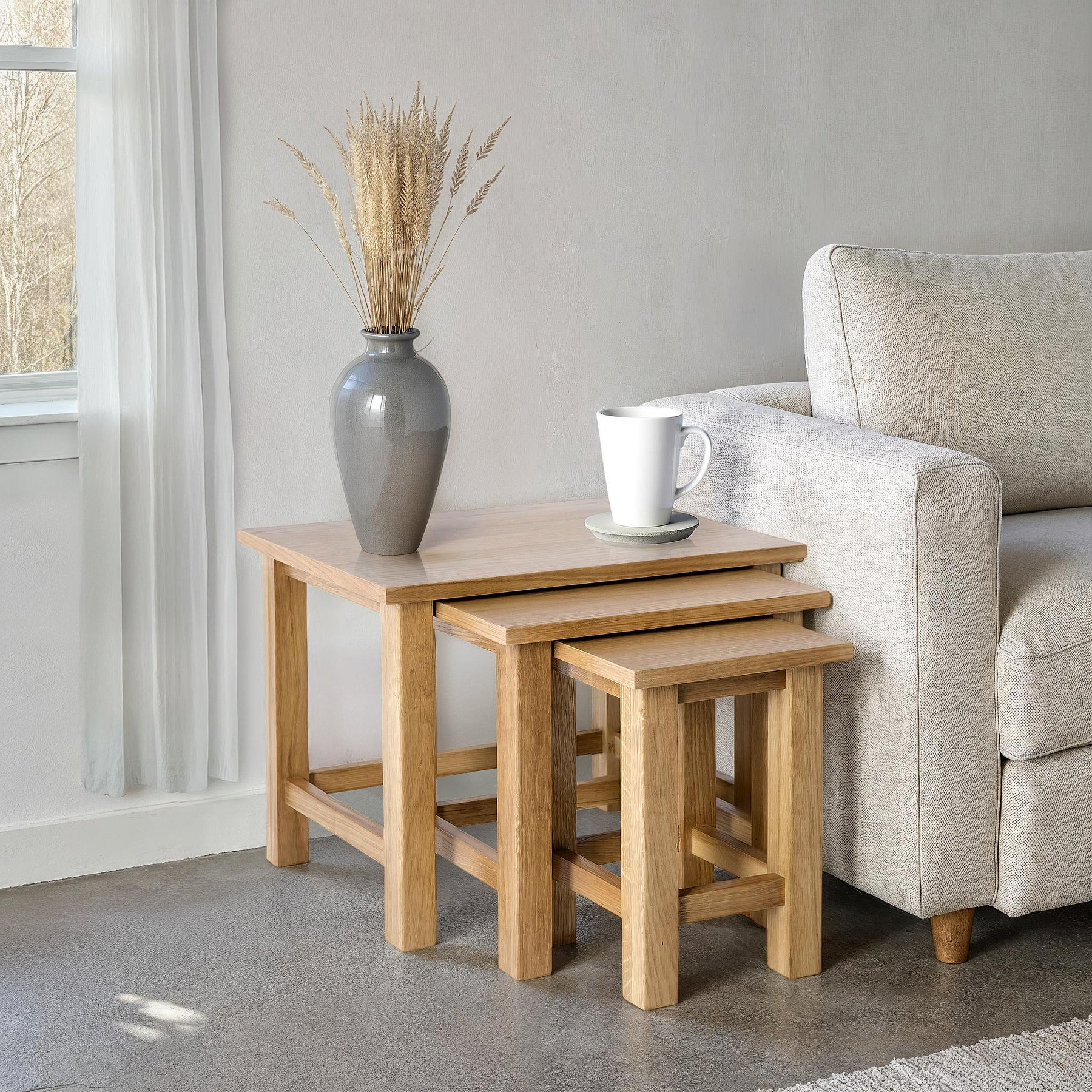 London Oak Nest of Tables for contemporary living rooms