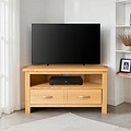 London Oak Corner TV Stand for compact contemporary living rooms