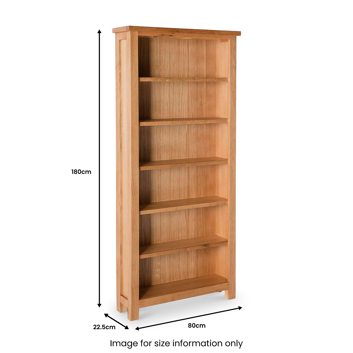 London Oak Large Bookcase with 6 shelves dimensions