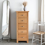 London Oak 5 Drawer Tallboy Chest for contemporary bedrooms