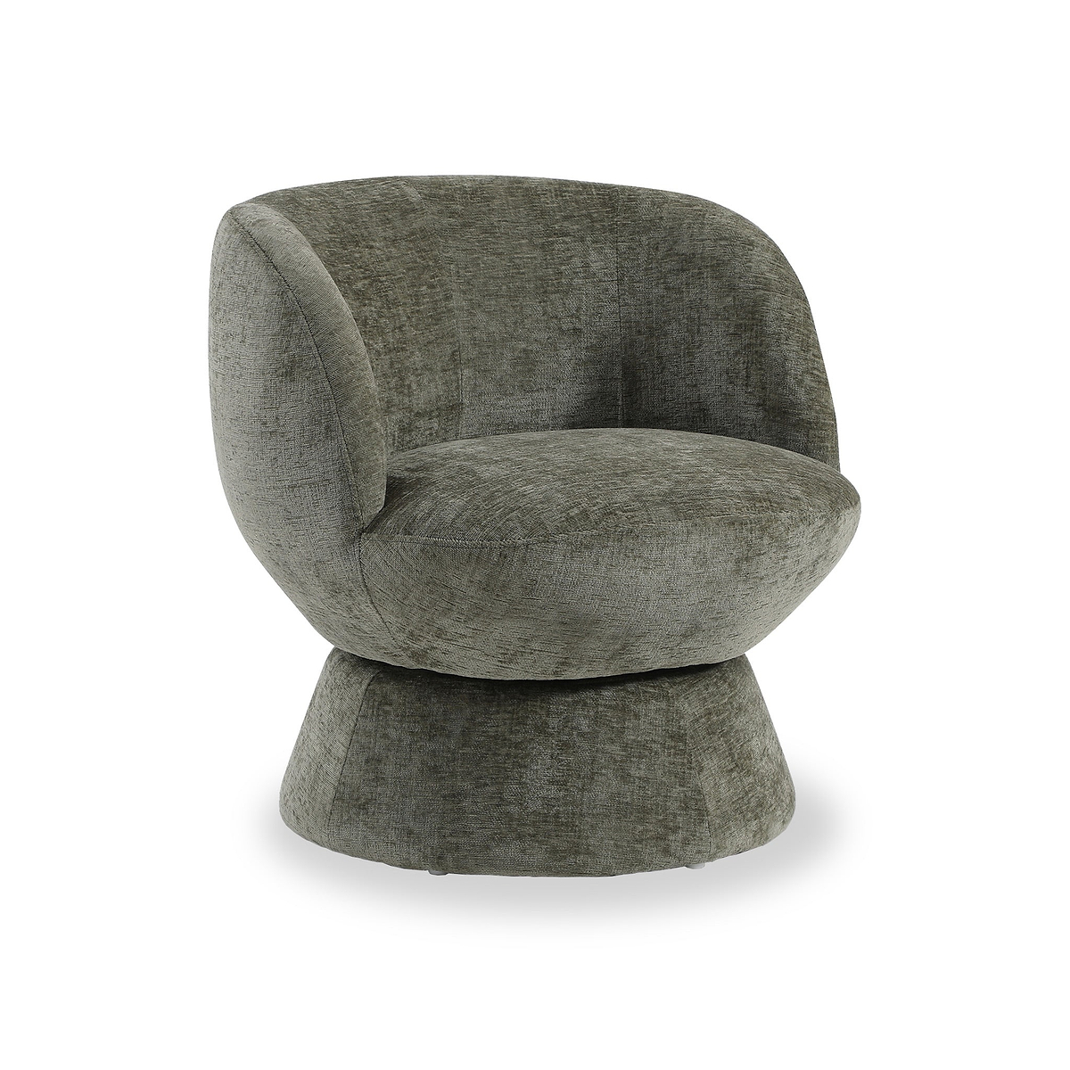 Kendal Woven Chenille Tulip Swivel Chair Olive from Roseland Furniture