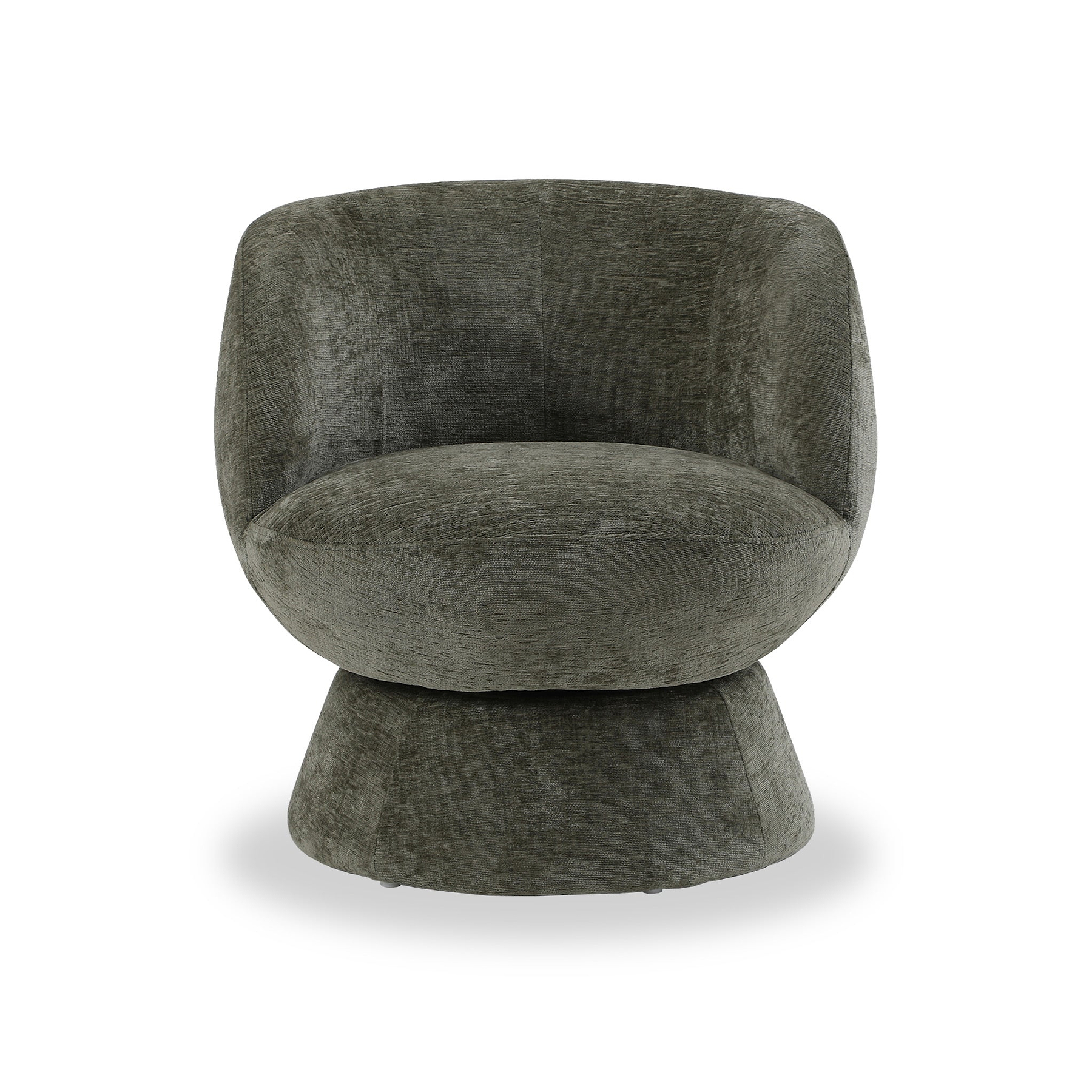 Kendal Woven Chenille Tulip Swivel Chair Olive from Roseland Furniture