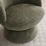 Kendal Woven Chenille Tulip Swivel Chair Olive from Roseland Furniture