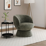 Kendal Woven Chenille Tulip Swivel Chair Olive from Roseland Furniture